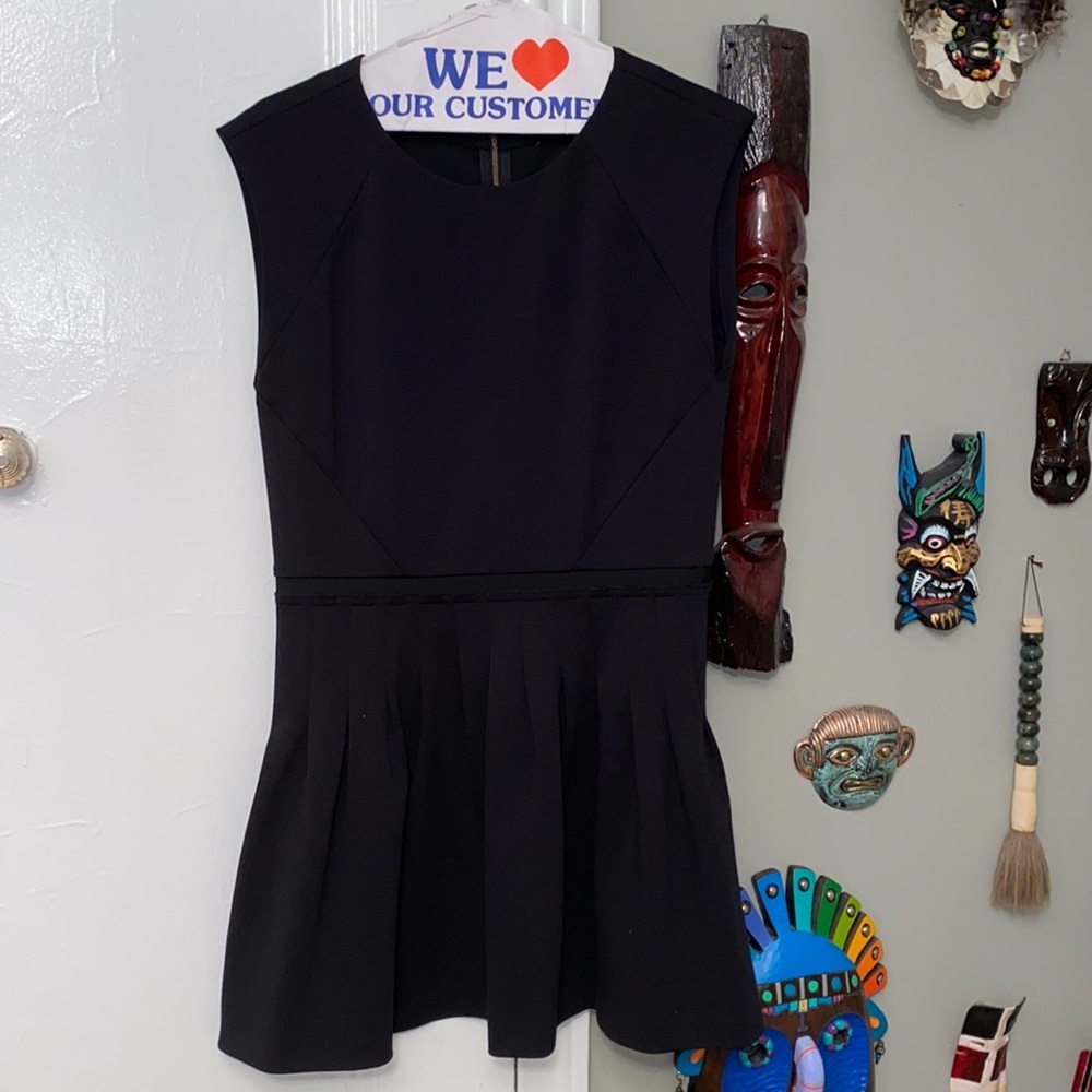 REBECCA TAYLOR Women's Black Sleeveless Pleated Mini Dress Size 8